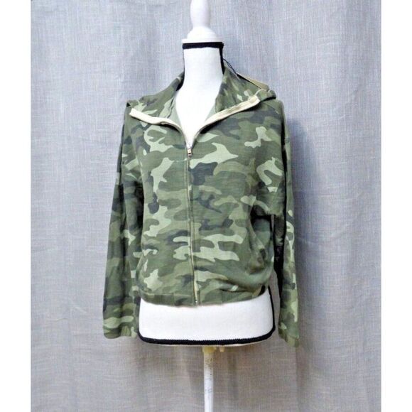 Monrow Women’s Urban Zip Up Cropped Hoodie in Light Olive, S - Picture 5 of 11